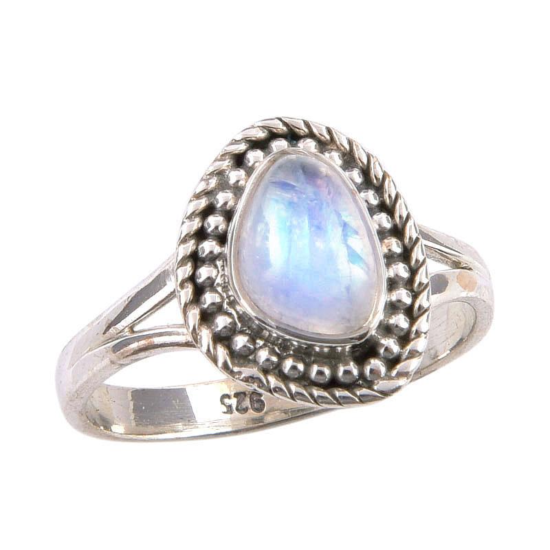 Natural Rainbow Moonstone Gemstone Handmade 925 Sterling Silver Ring Size 6 A4P29