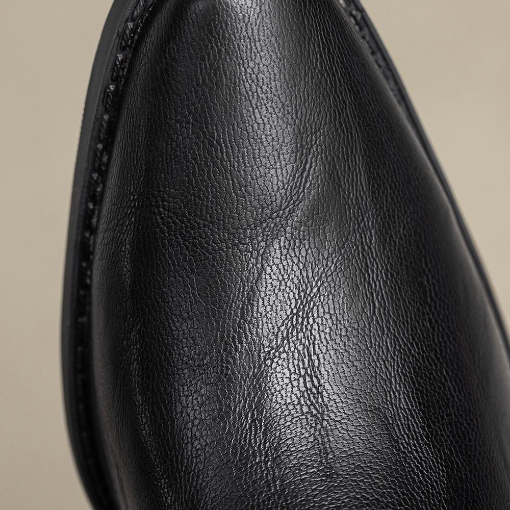 Brown Black Women Knee High Boots High Block Heel Big Size 46