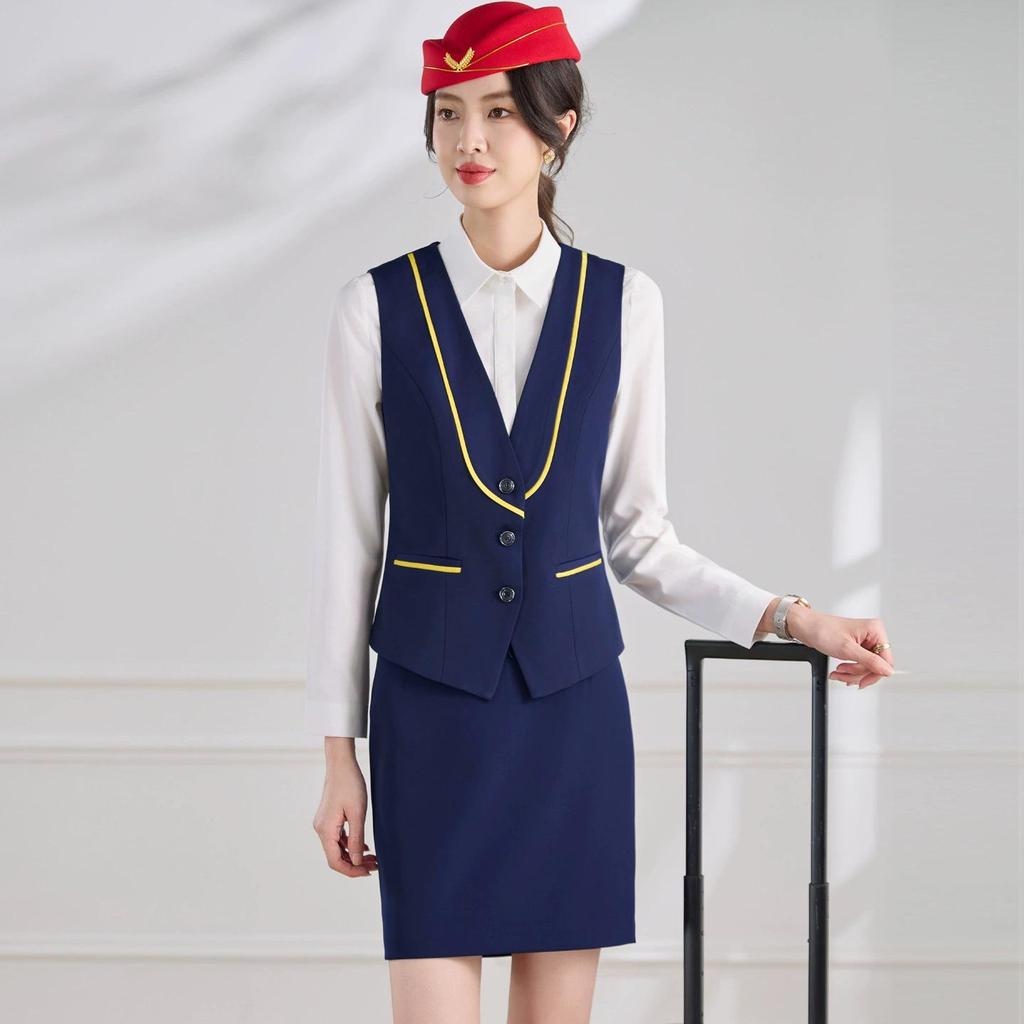 2026 Women's Professional Vest Suit - Spring/Summer New Style: Elegant Receptionist & Flight Attendant Workwear