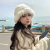Autumn and winter cloud plush hat women's thermal basin hat big head circumference shows small face fluffy rabbit fur hat