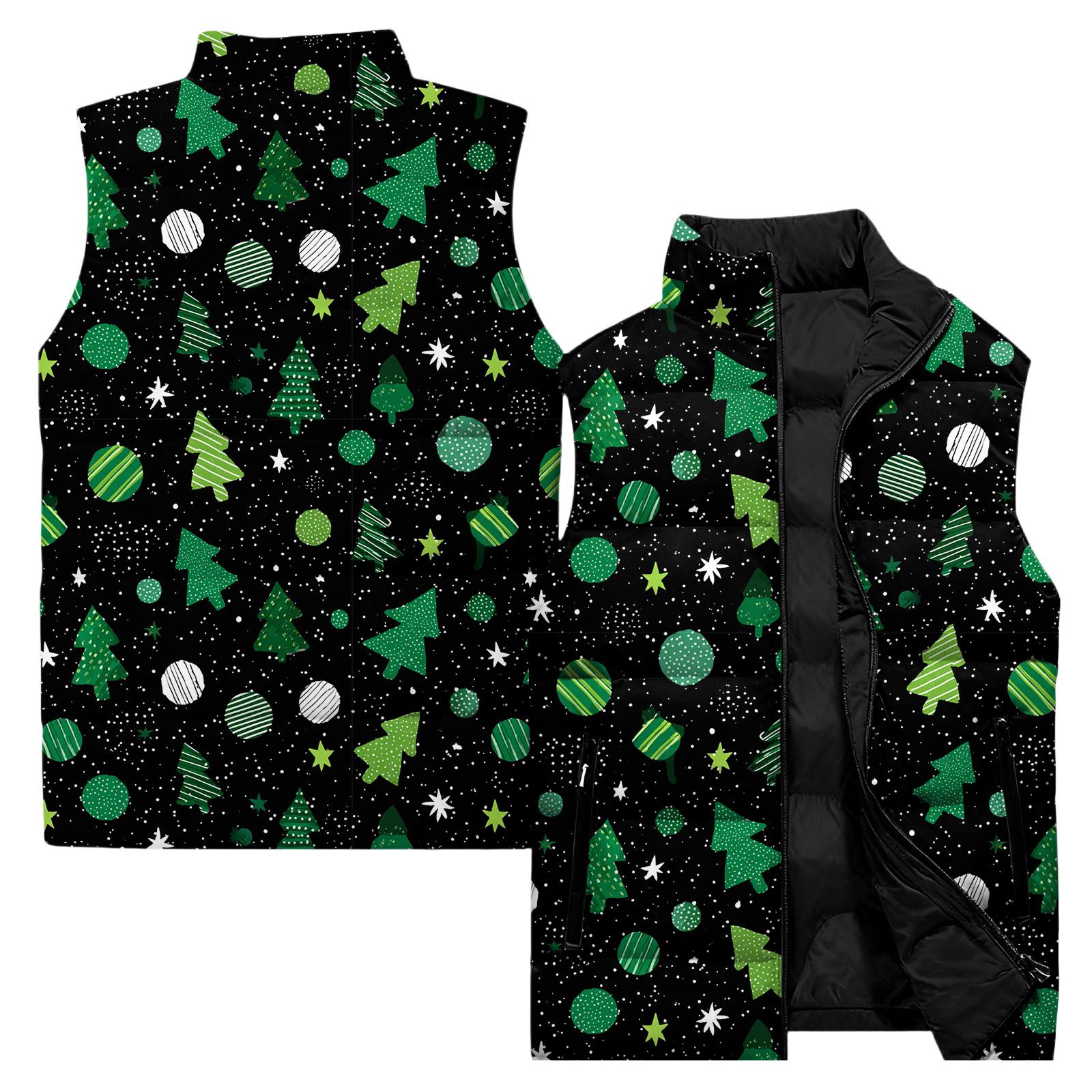 

Ladies Casual And Fashionable Sleeveless Vest Christmas Printed Cotton Jacket XXL чорний