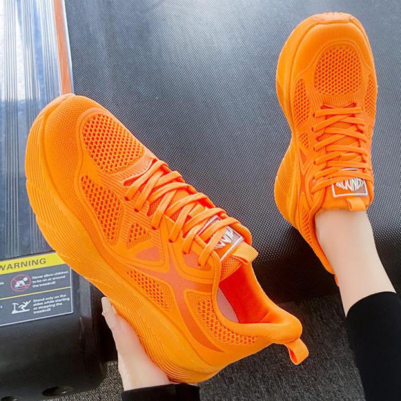 Fashion Spring Orange Platform Shoes Breathable Mesh Sneakers for Women Thick Sole Casual Shoes Women Sneakers Tennis Ladies Shoes