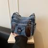 Borsa a tracolla da donna con design vintage alla moda, borsa a spalla in tessuto di denim di alta qualità, borsa tote di grande capacità, borse a mano leggere