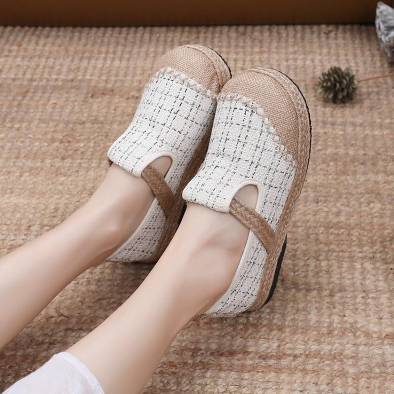 2024The New Breathable Cotton Linen Canvaswomen Shoes Cotton Linen Slippers Summer Fashion Women Shoes Sandals Zapatos De Mujer