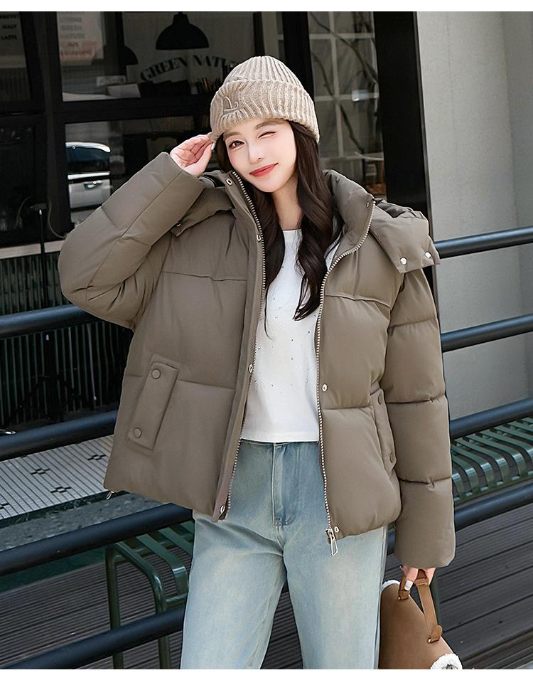 Padded-on women's short hooded new pink casual padded jacket small bread jacket jacket