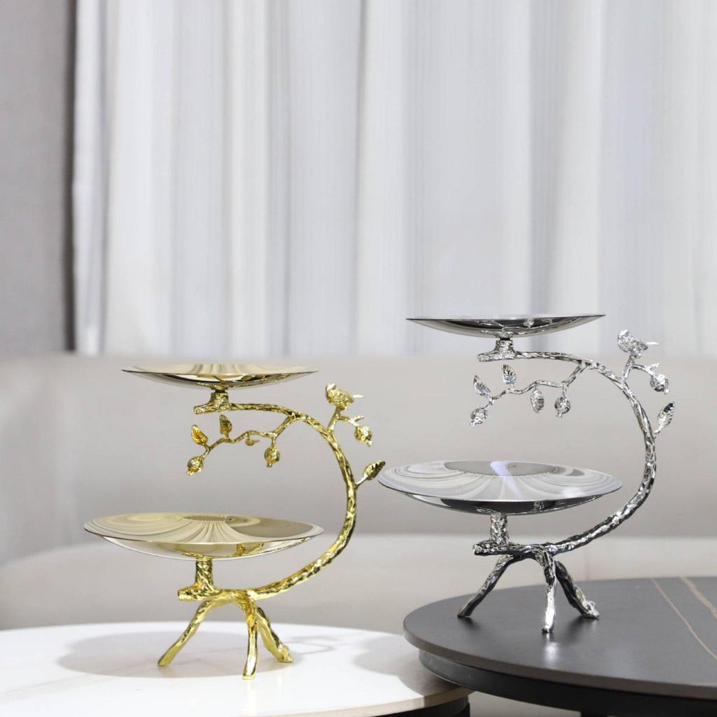 Double Layer Fruit Tray Electroplated