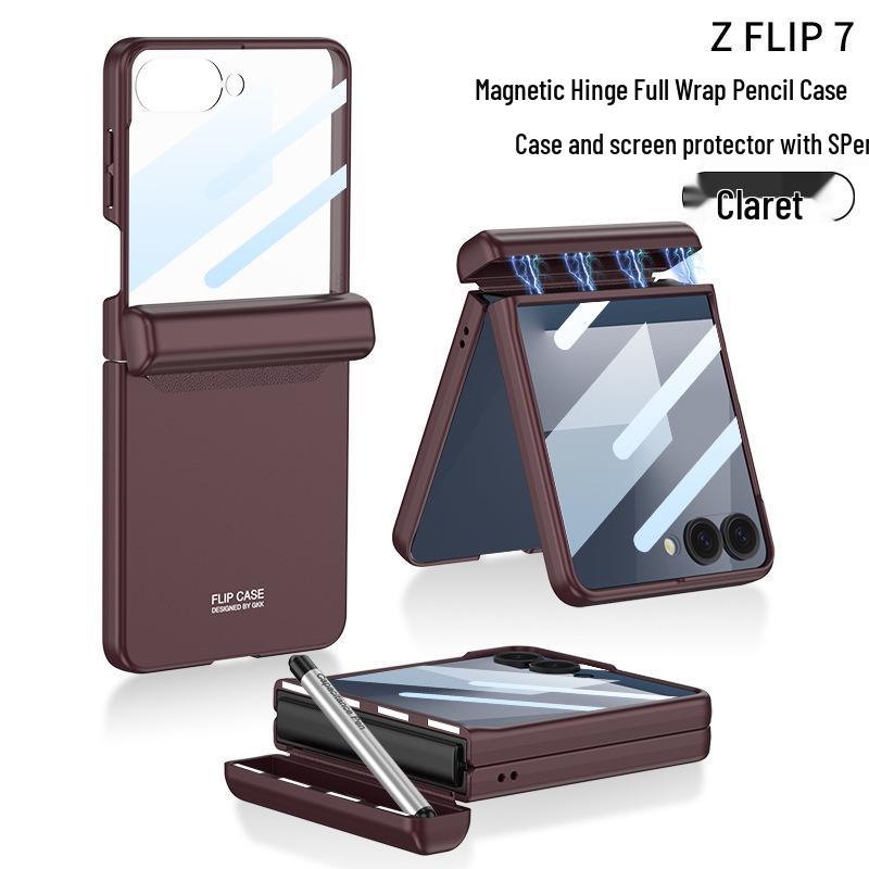 Samsung Z Flip7 Magnetisk Deksel med Penneholder & Beskyttende Skall for Flip6