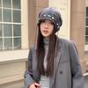 Autumn and winter retro big head circumference shows small and versatile face, warm and stacked hat woman