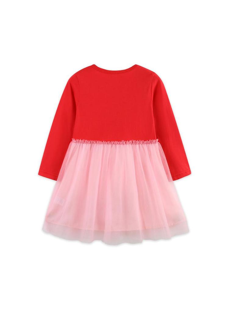 Autumn Mesh Embroidered Princess Dress for Girls - Knitted Cotton Patchwork Skirt