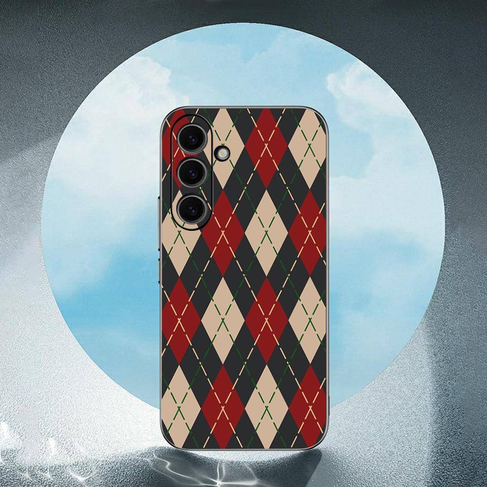 Buntes Karo Für Samsung Galaxy S25 S24 S23 Ultra S22 S21 Plus S20 Schwarze Weiche Silikon Schutzhülle