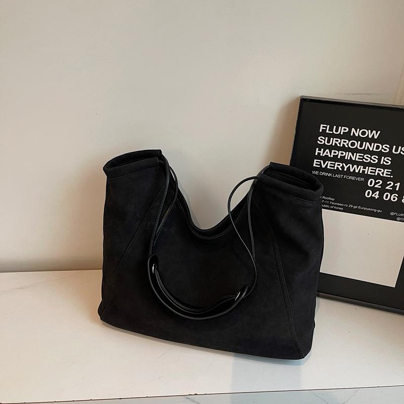 Зимняя замшевая сумка-тоут на молнии, простая модная наплечная сумка, сумка для поездок на работу и отдыха, большая вместимость