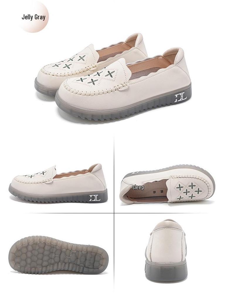 2025 Autumn Plus Size Women's Embroidered Non-Slip Soft Shoes, Sizes 35-42