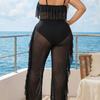 Strandurlaub Badebekleidungs-Set - Sexy durchsichtige Netz-Lange Hose für Übergrößen-Frauen mit Rüschenbündchen