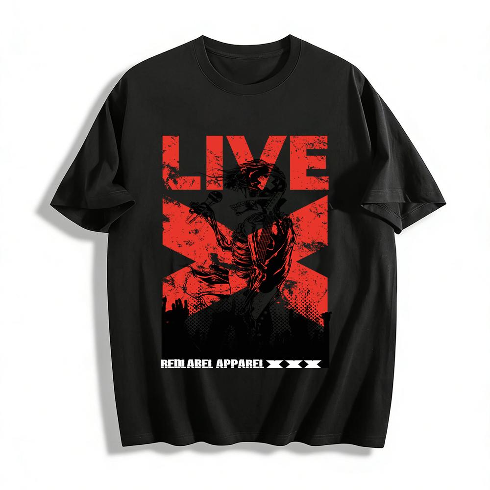 

Skeleton Rock Singer LIVE Themed Trendy T-Shirt RED LABEL APPAREL Pure cotton T-shirt XXS