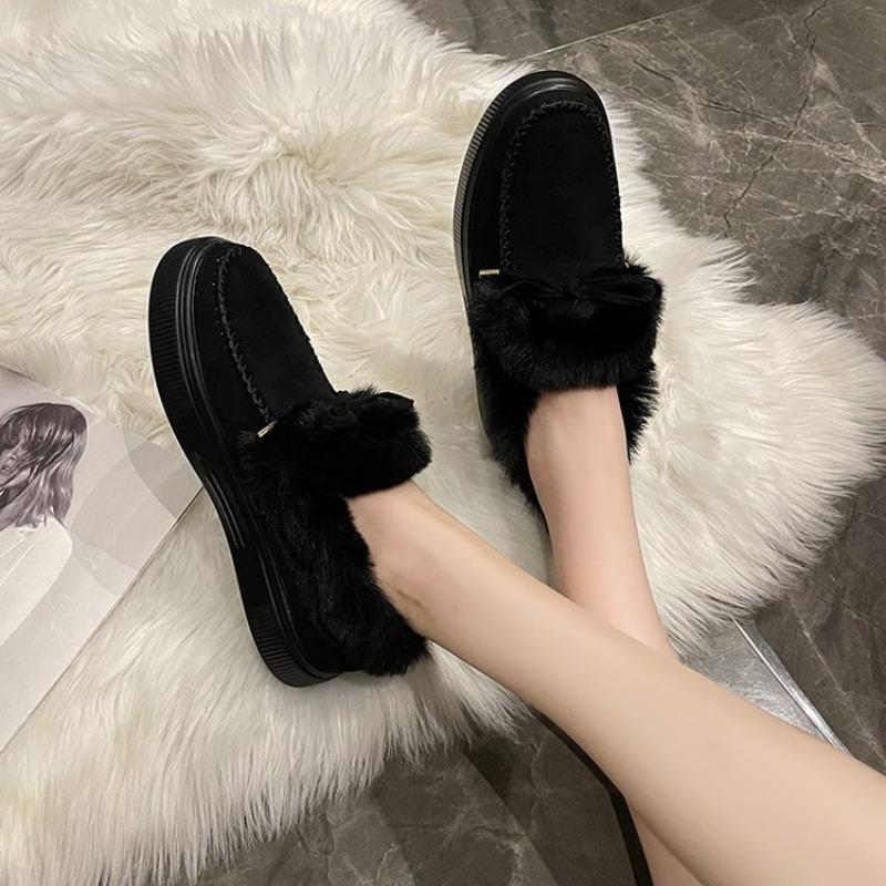 Snow Boots Women's Winter Round Toe Thick Sole Fleece Thickened Warm Cotton Shoes Women's Sewing Bag Shoes Snow Boots Beanie Shoes
