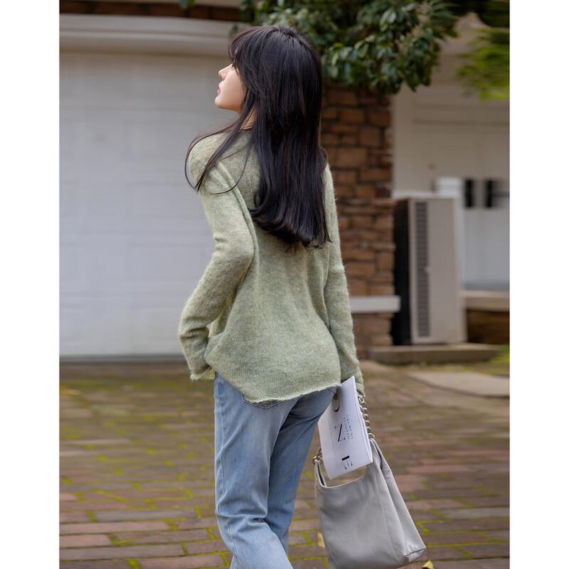 Damen Herbst Französischer Stil V-Ausschnitt Lammwolle Strickpullover