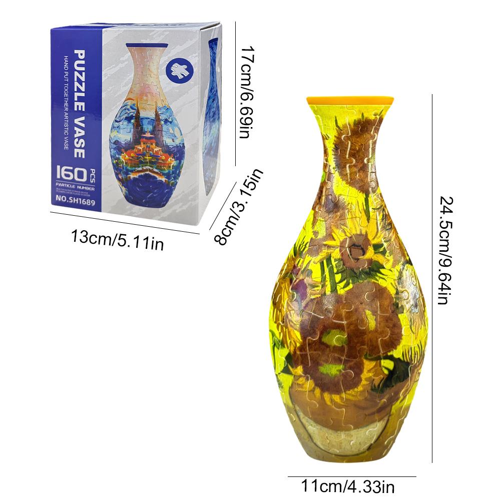 3D Puzzle Vase Blue and White Porcelain Design DIY Flower Vase Home Decoration 160 Pieces Puzzle Vases for Flower Arrangements