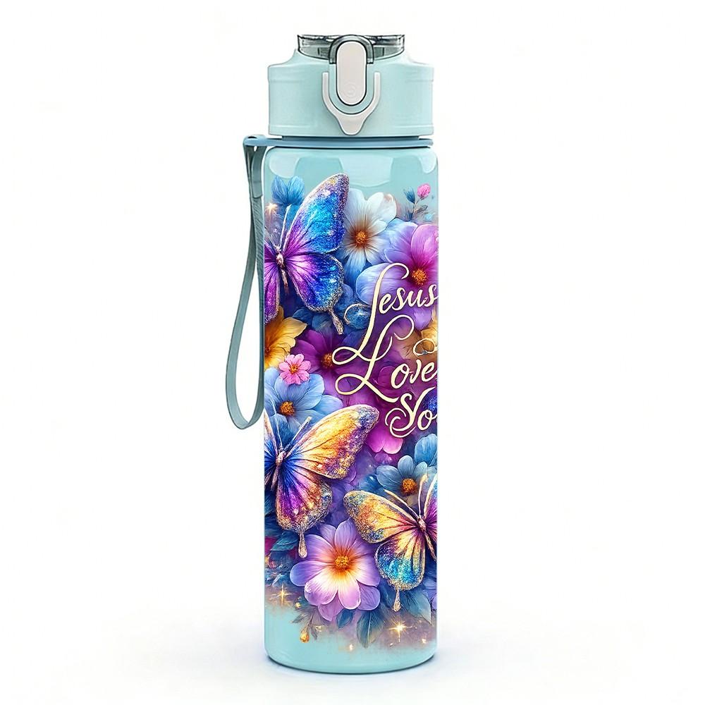 1PC Multicolor Bouquet Boho Flower Print 750ml Color Plastic Sports Water Bottle Leakproof Flip Straw Lid Suitable for Sports Office Home Use