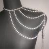 Elegant Women Shawl Jewelry Multi Layer Beaded Shoulder Chain Layered Necklace Banquet Dress Bridal Accessories