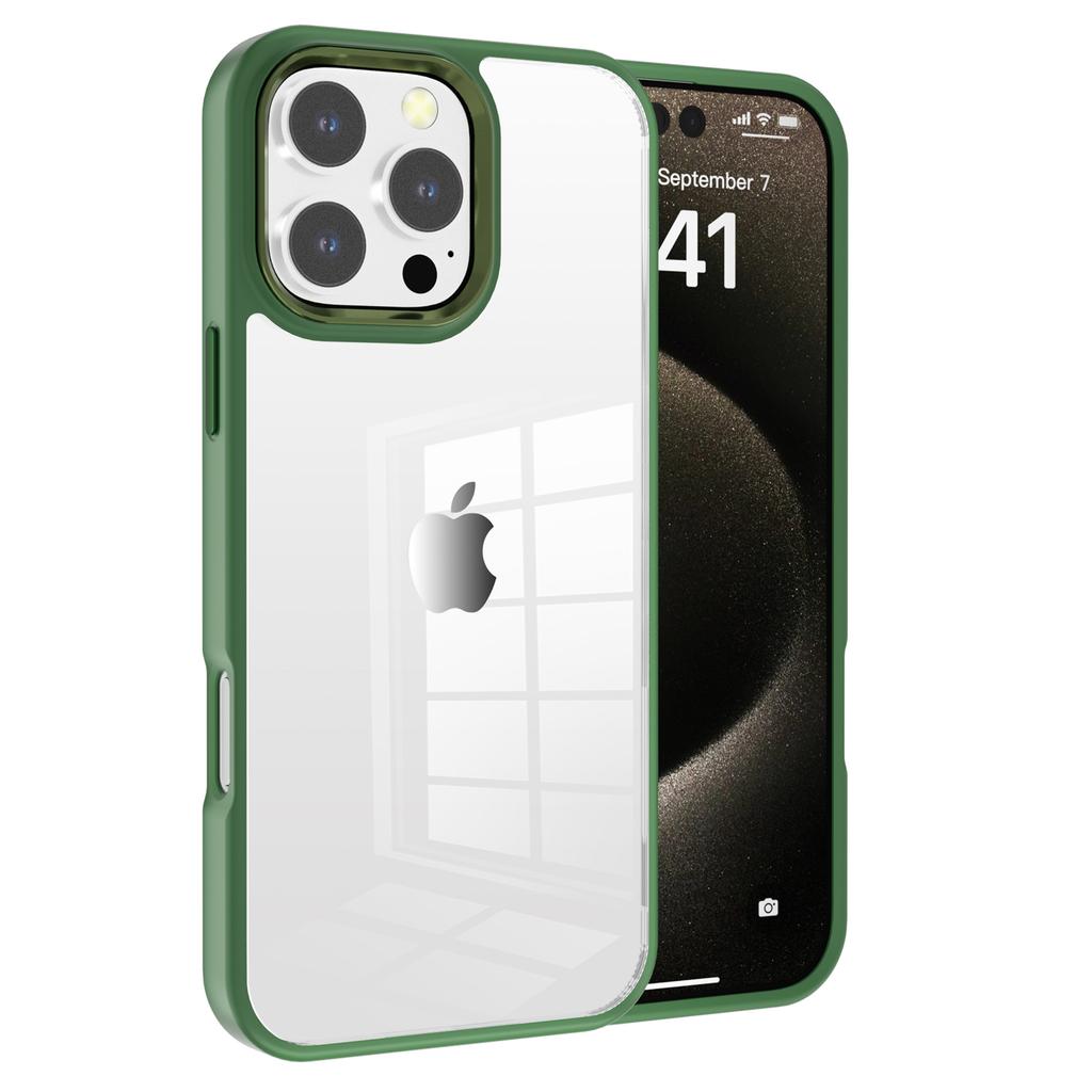 For iPhone 16 Pro Max Clear Phone Case TPU+ PC Phone Back Cover with Metal Button