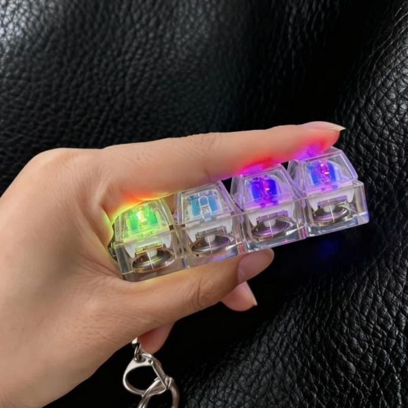 4-Key Keycap Tester Keyboard Clicks Toy With LED Lights Keyboard Clicks For Anxiety Relief And Focusing Enhancement
