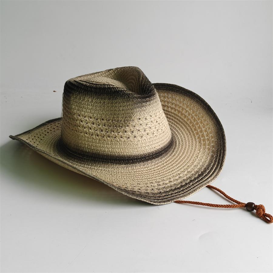Western Cowboy Straw Hat For Men Women Vintage Outlaw Cowgirl Sun Sombrero Hat With Metal Star Emblem Band Beach Summer Caps