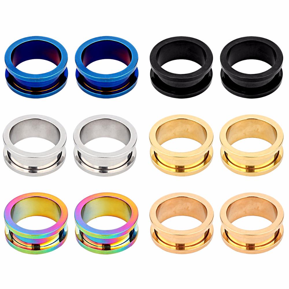 2PCS Ear Gauges Plugs Double Flared Piercing Flesh Tunnel Expanders Stretchers Earring Body Jewelry