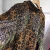 Extra Large Leopard Print Diamond Wing Jacket - Mid-Length, Loose Fit for Plus Size Women (200-300 Lbs)