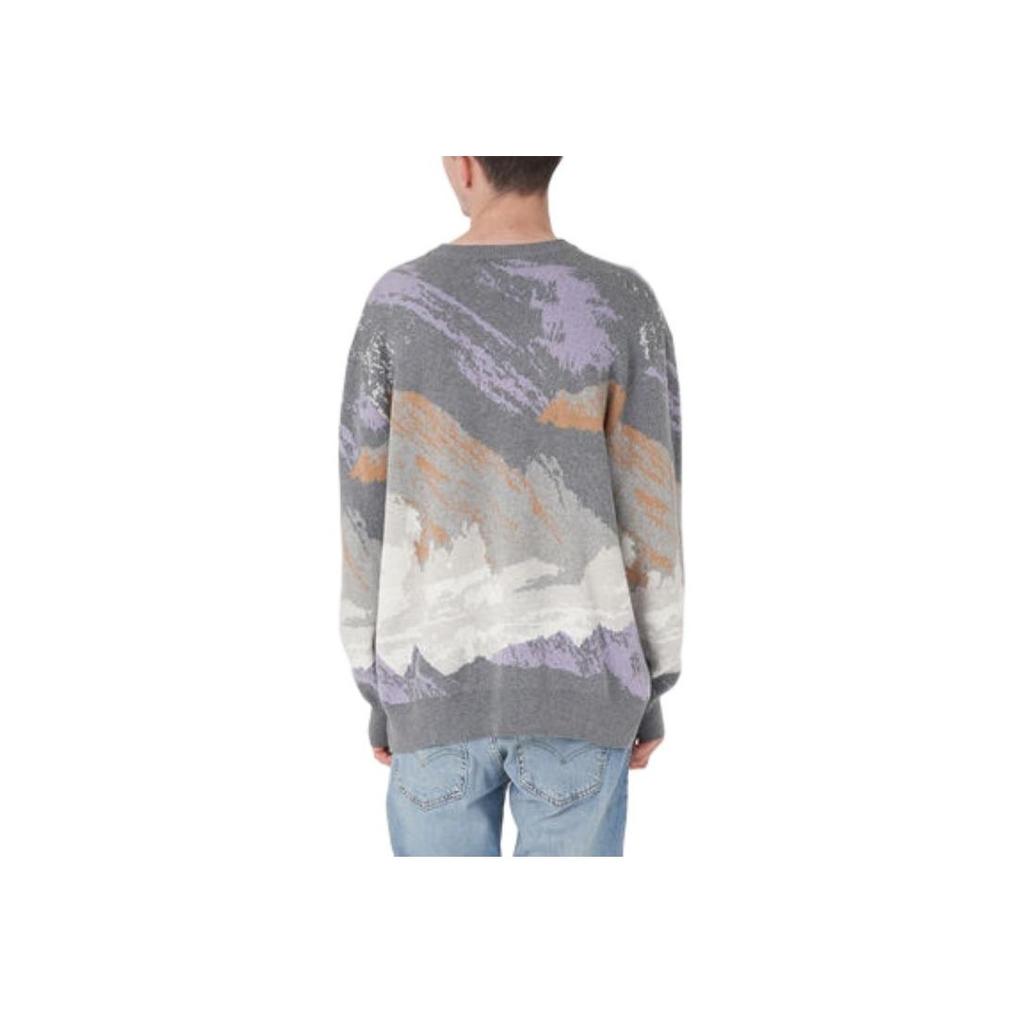 Sweter męski Levis FW22 z okrągłym dekoltem, wzorzysty, luźny, kaszmirowy, szary A0731-0004