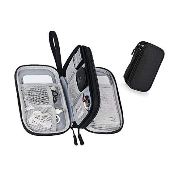 Gadget Storage Pouch Men Women Made Nylon Double Zipper Waterproof Compact Travel Use SD Card Case.