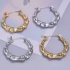 1pair Silver/Gold Color Fashion Personality Round Hoop Dangle Earring Stainless Steel Earrings For Women Men Accessories Jewelry