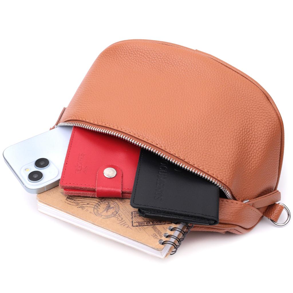 Stylish Women's Shoulder Bag In Classic Color Made of Genuine Leather Vintage 22658 Red