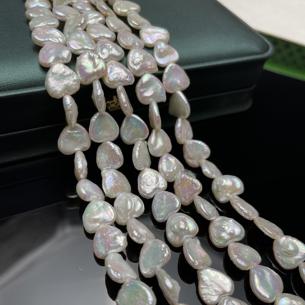 1String, White Natural Freshwater Pearls, Baroque heart-shaped Pearl Beads, 13×13mm, for DIY Necklace, Jewelry Making Crafts, Length 36 Cm
