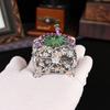 New Peacock Hollow Jewelry Box Enamel Color Magnetic Flip Jewelry Storage Box Home Furnishing Ornament Metal Crafts