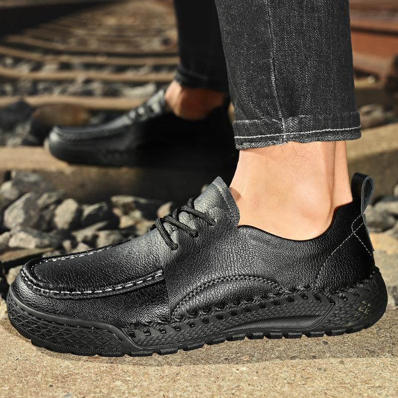 Fashion Brand Mens Casual Leather Oxford Shoes Business Party Office Leather Shoes Soft Sole Comfy Antiskid Outdoor Daily Sneakers Shoes