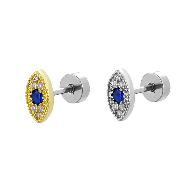 Light Luxury Zircon Heart Eyes Screw Earrings Stainless Steel Small Barbell Style Stud Ear Jewelry Party Gifts For Women Girls