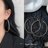 Double Layer Geometric Hoop Earrings - Women's Light Luxury Versatile Ear Cuffs, European & American Style, Exaggerated Circle Dangles Jewelry.