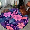 Bright floral fantasy style Flannel-printed round floor mats are slip-resistant Suitable for living room terrace garden carpets