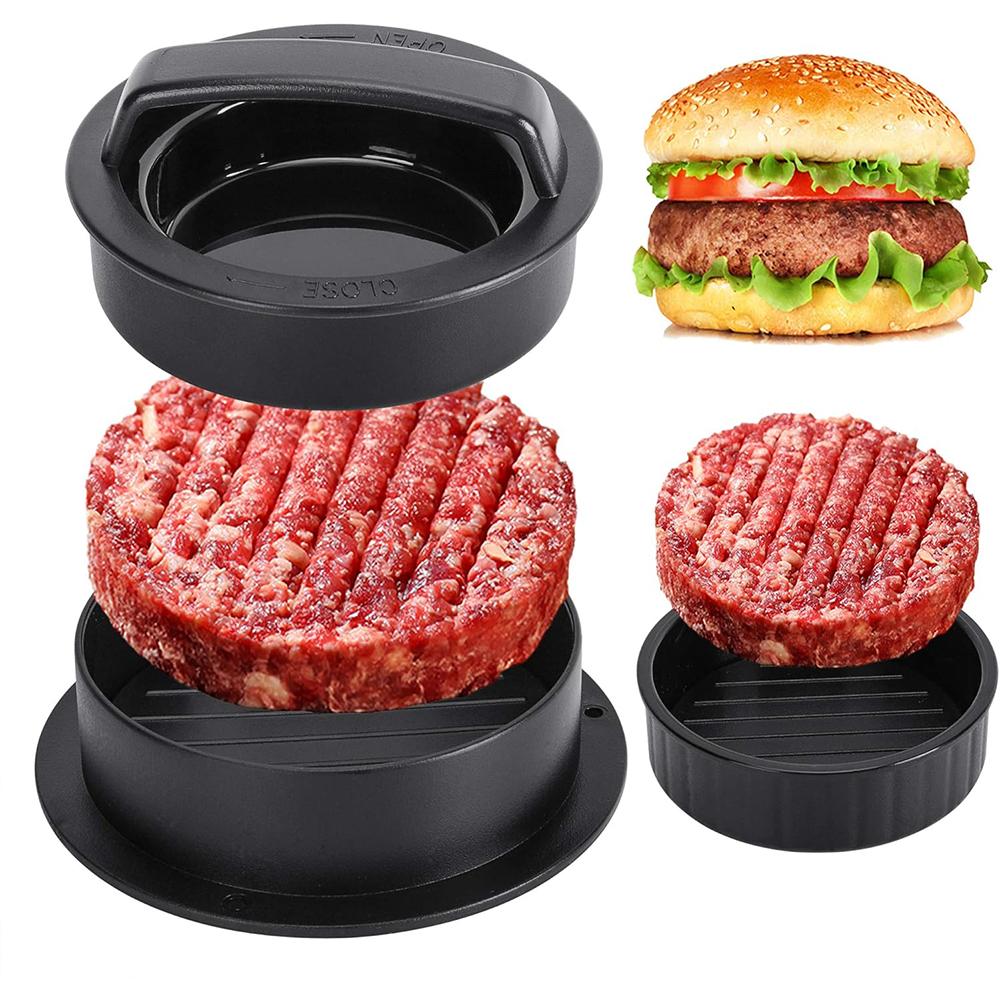 3-in-1 Hamburger Press Patty Maker Non-stick Meat Beef Veggie Burger Mold Kitchen Gadgets