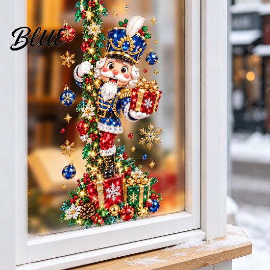 Holiday Glass Decals for Home Decor Christmas Nutcracker Window Clings Decorative Static Stickers Doors Mural Indoor Outdoor and Windows Waterproof