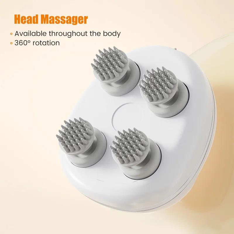 Aparat de Masaj Wireless pentru Scalp și Cap Electric Relaxare Masaj Corporal Profund pentru Țesuturi Masaj Vibrațional pentru Scalp și Păr Dispozitiv de Masaj pentru Cap Pisică Animal de Companie