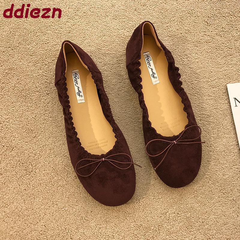 Fashion Footwear Shallow Ladies Flats Slip On Shoes Soft Casual Female Butterfly-Knot Fashion Round Toe Women Ballet Flats Shoes lady