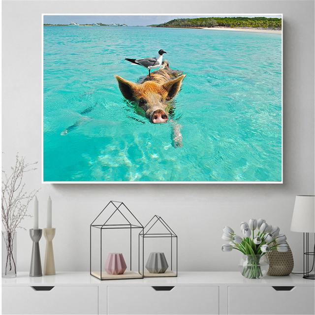 Funny Animals Pig Painting Piglet Poster Nordic Style Kids Room Decor Wall Pictures for Living Room Home Decoration Cute Pets