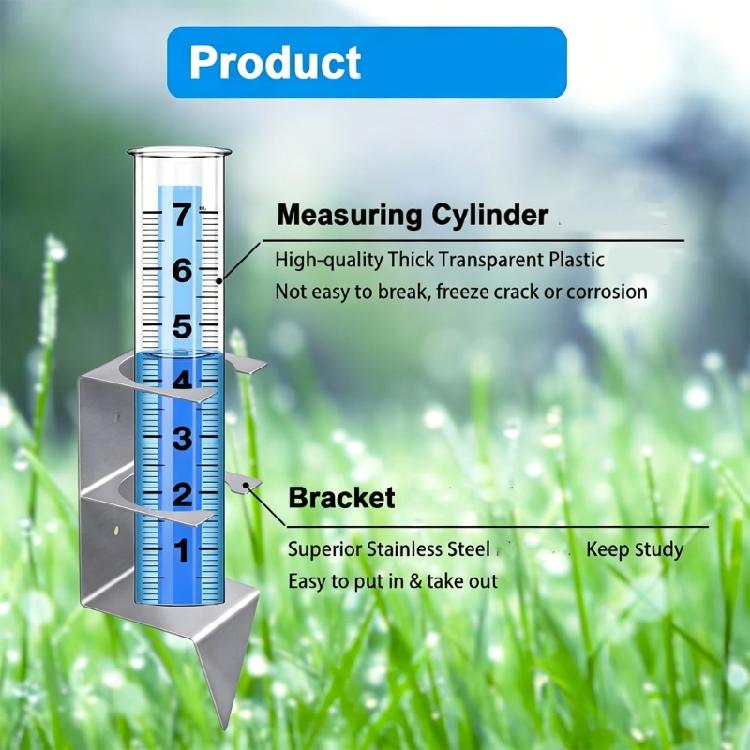 Lawn and Garden Rain Gauge with Clear Tube Wall Mount or Soil Insert Design Metal Holder and Included Hardware for Backyard Rain Tracking
