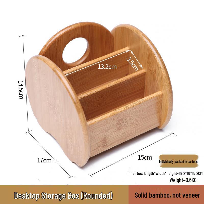 Organisateur de bureau en bambou et bois avec tiroirs pour téléphones, cosmétiques et télécommandes