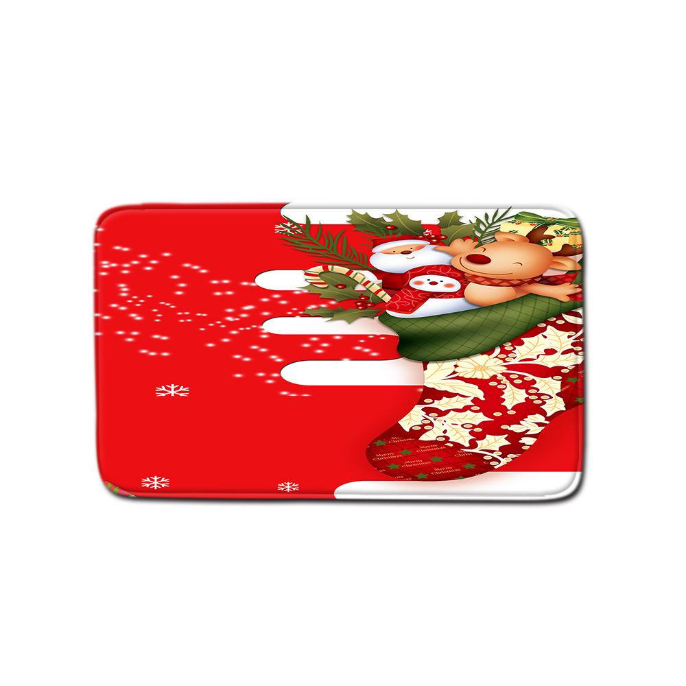 Christmas Shower Curtain Floor Mat Combination Four-Piece Set Bathroom Toilet Carpet Shower Room Mat Foot Mat