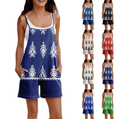 Rompers For Women Summer Casual Sleeveless Overall Comfy Loose Spaghetti Strap Romper Fashion Jumpsuit With Pockets