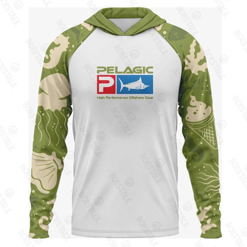 Mens Quick-Dry UV Protection Hooded Fishing Shirt Breathable Long Sleeve Outdoor Sportswear UPF 50