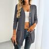 Women's Fashion Solid-color Loose Long-sleeved Pocket Cardigan Top
