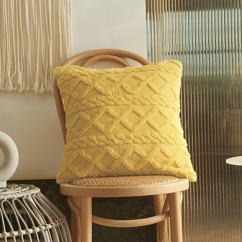 1pc, Soft  Plush Geometric Style Cushion Cover With Double Sided ,Home Decor, Bedroom,Living Room,18'' *18''/45cm* 45cm, No Pillow Core